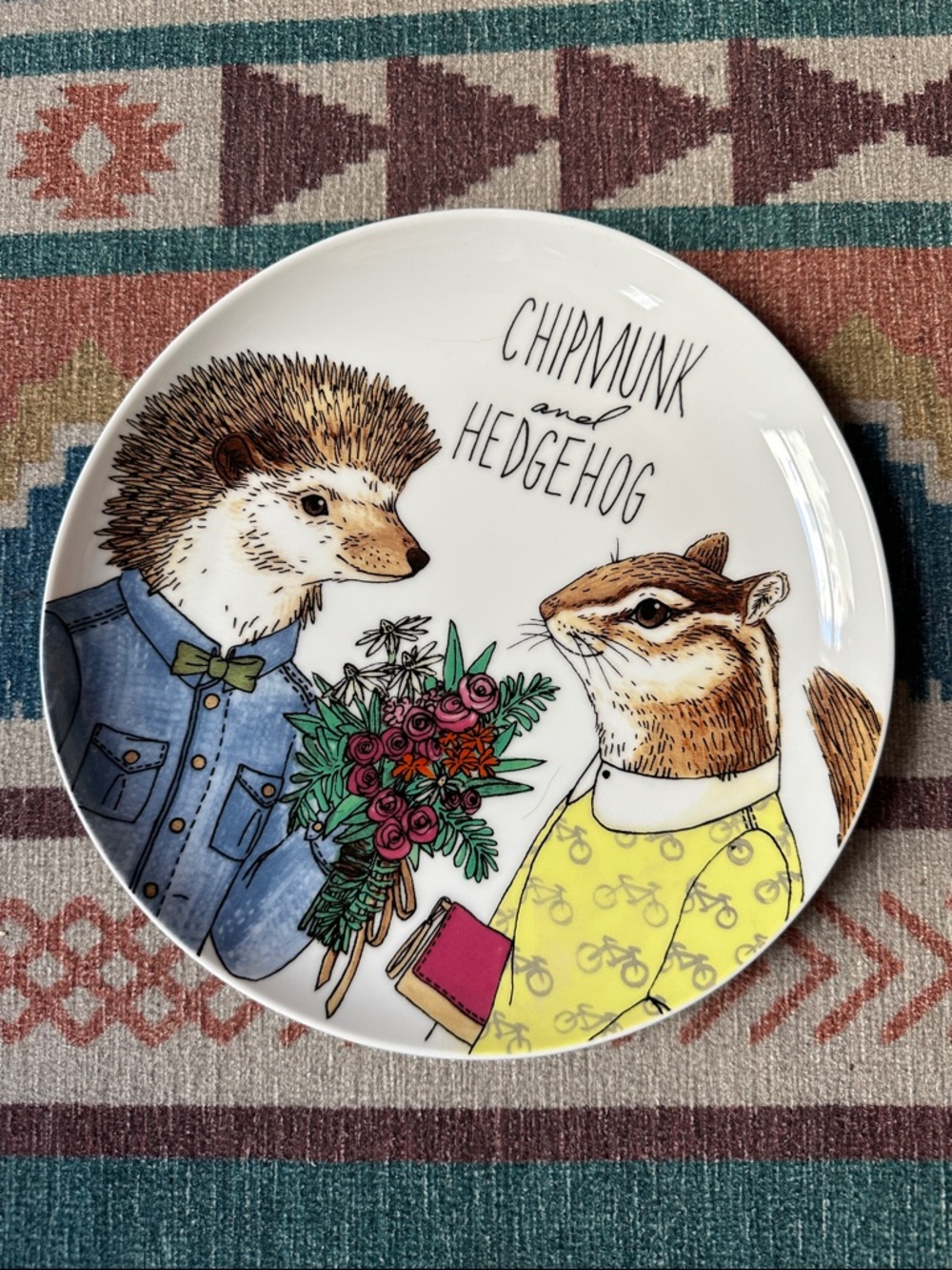 West Elm x Rachel Kozlowski Salad Plate - 
 Chipmunk and Hedgehog 💕